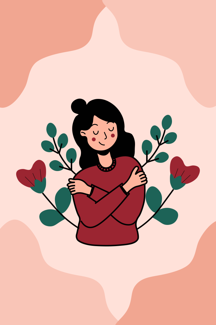 Girl self hugging image
